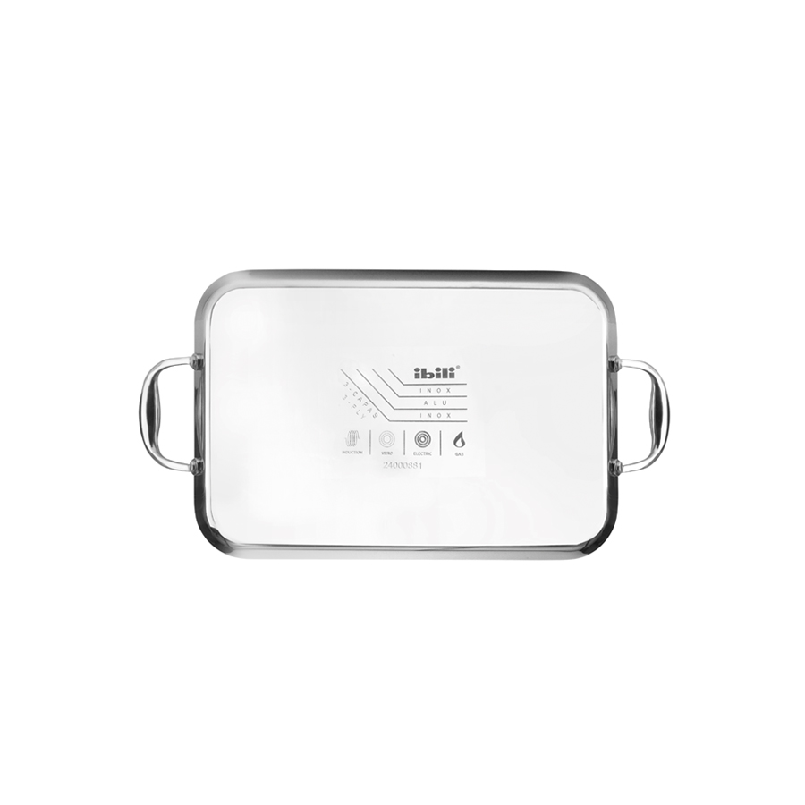 Grill plancha liso IBILI Triply Natural 38 × 25 cm - Imagen 3